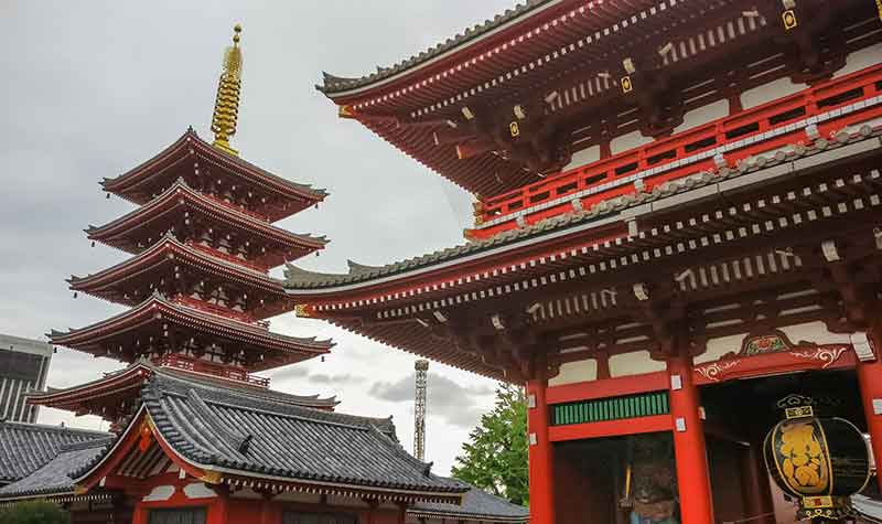 Portail et pagode au Temple Senso-ji à Asakusa
