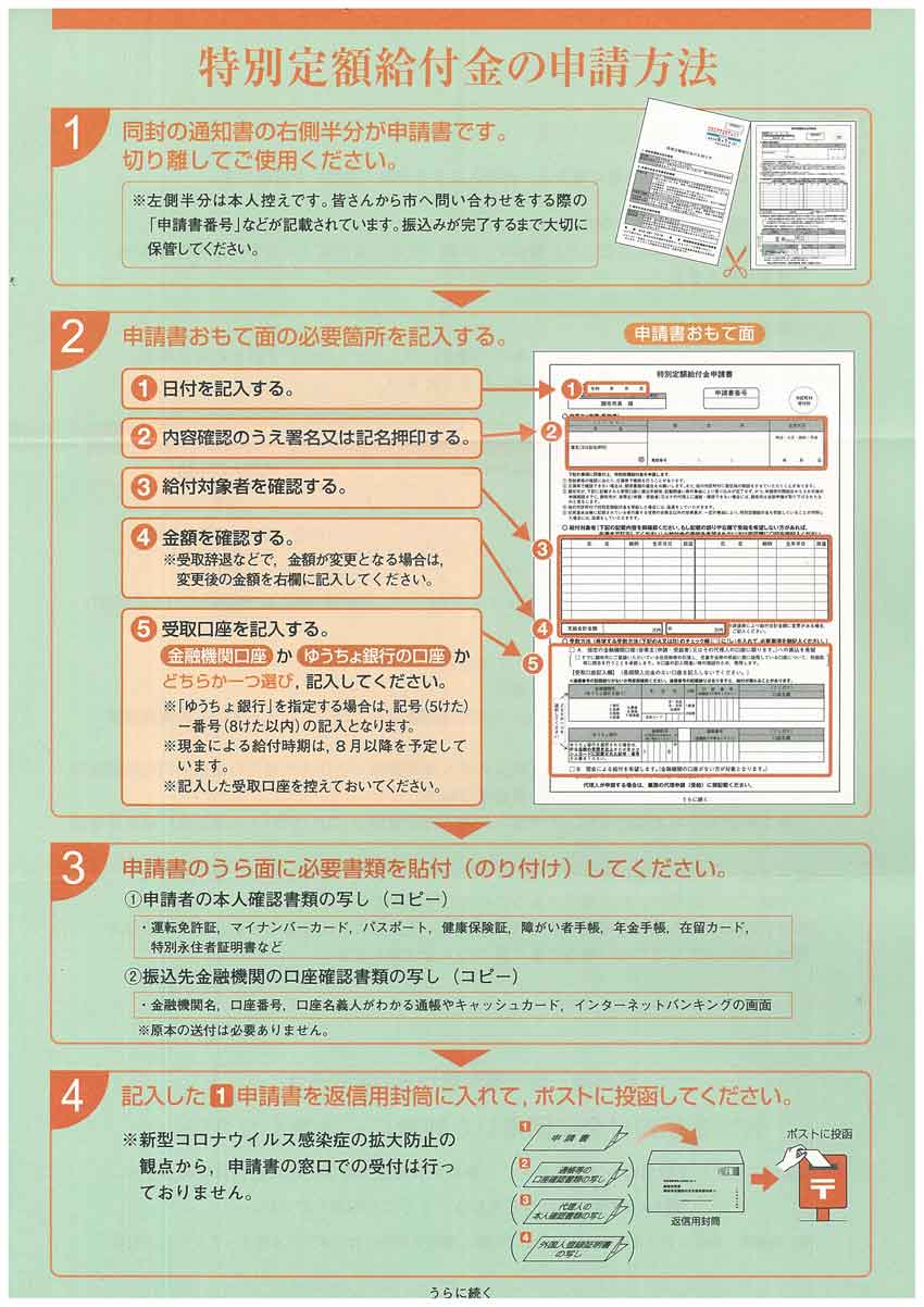 Formulaire de demande d'allocation de 100000 yens au Japon - Page 1