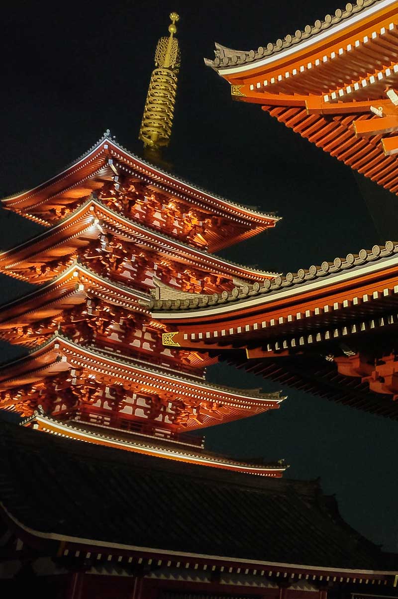 Photo du temple Senso-ji à Asakusa de nuit