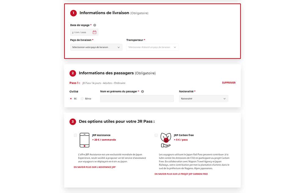 Guide JR Pass national - choix des options et informations