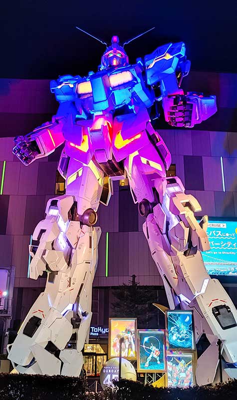 statue-gundam-lumiere-odaiba Statue de nuit du géant Gundam Unicorn